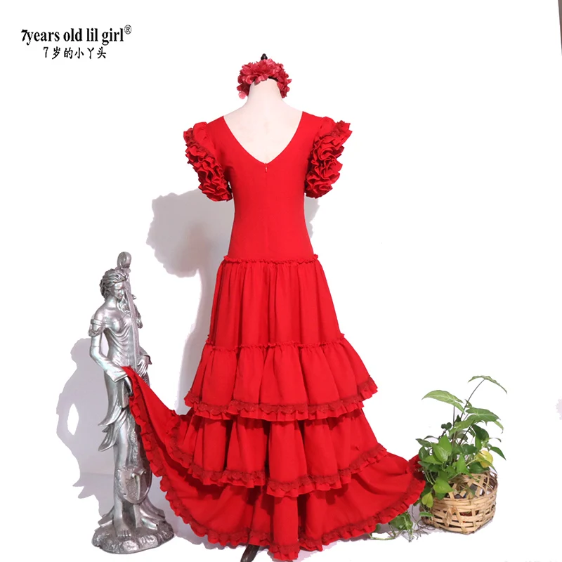 Robe de danse Flamenco espagnole, jupe épaisse italienne multicouche GI05