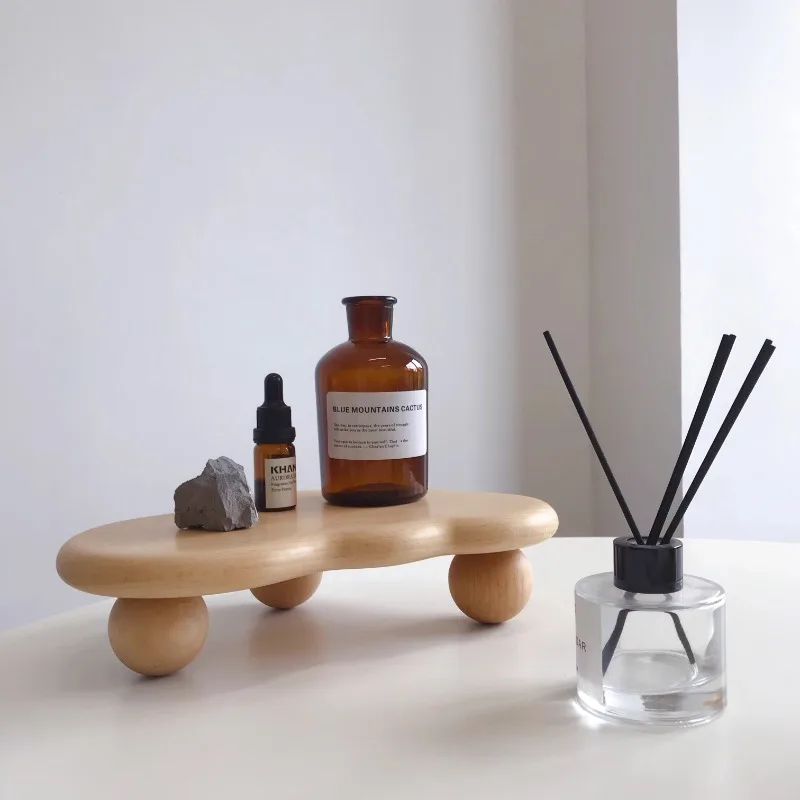 

Original cloud solid wood tray porch aromatherapy candle ornaments Nordic ins wind high tray storage tray