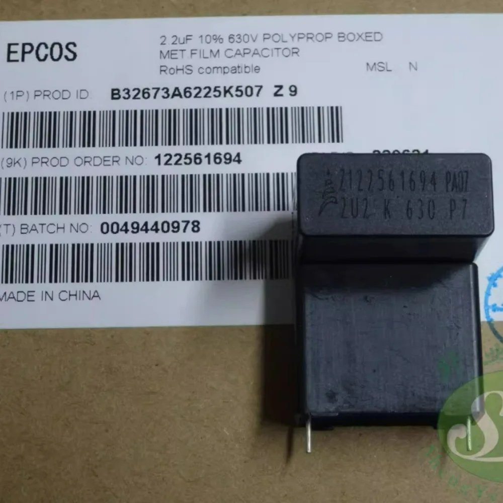 

EPCOS 2.2uf/630v 2u2 225 Brand New 22.5mm Polypropylene Film Capacitor B32673A6225K 507 Z 9 (Accuracy: 10%)