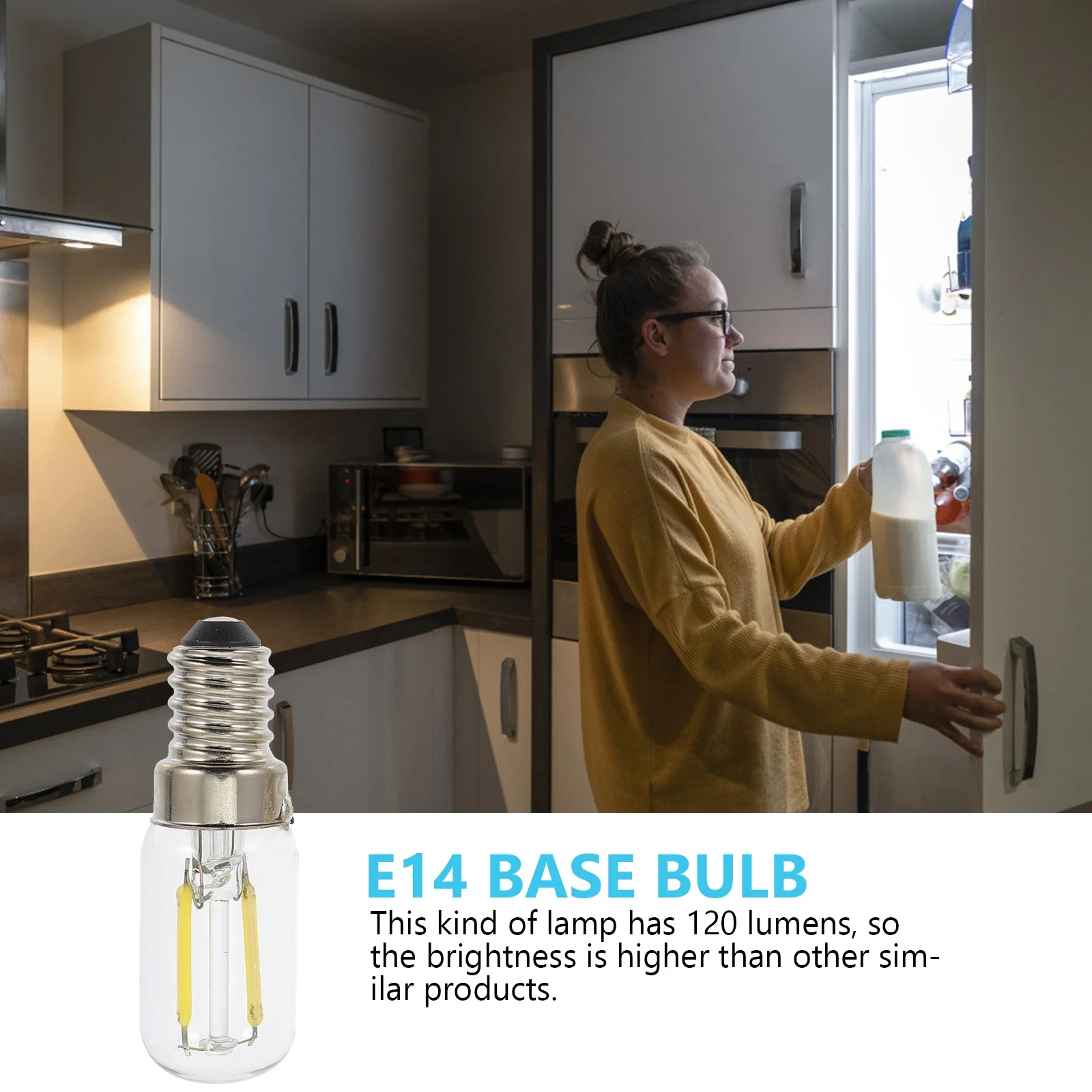 

4 шт. светодиодных лампочек для холодильника с цоколем E14, энергосберегающие, 240 люмен, сменные лампы для холодильника и морозильной камеры