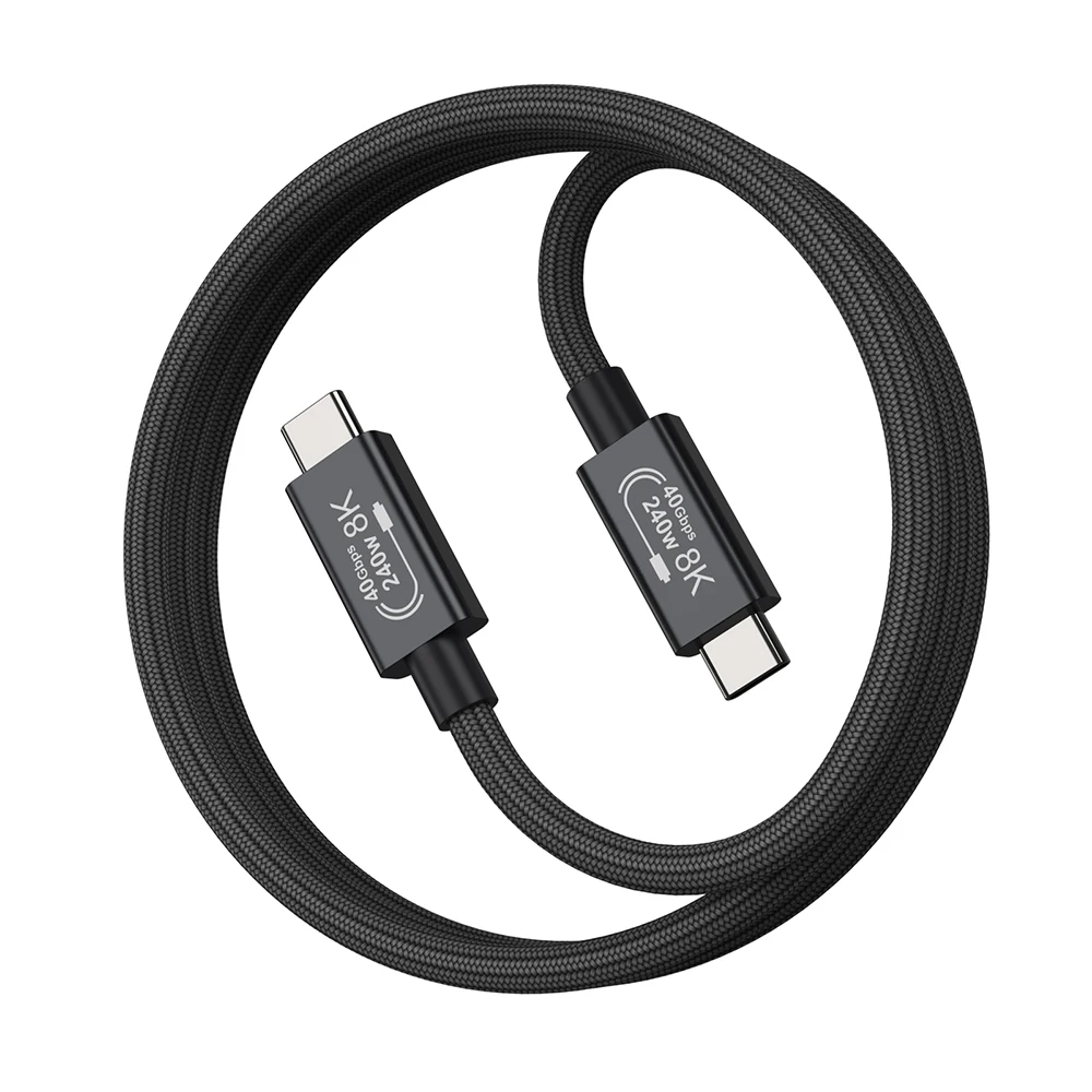 10PCS 240W 40Gbps USB C Fast Charging Cable Cord Type C Data Video Audio Transfer Cable USB4.0 High Speed HDTV 5A Charging Cable