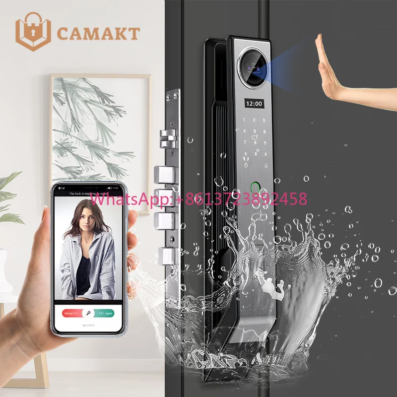 Smart Door Lock 3D Face Recoginition  Code Automatic 4200mAh Battery Biometric Wood Door App Smart Locks for Home Door