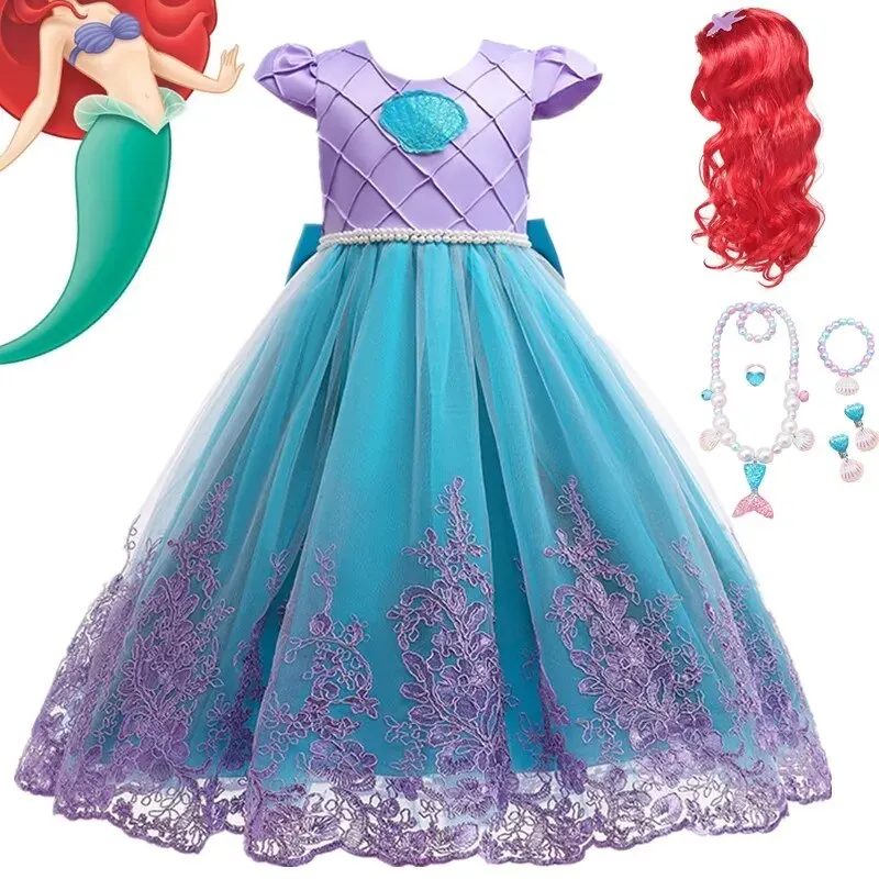 Little Mermaid Cosplay Dress for Girls Fancy Carnival Party Costume Mermaid Princess Birthday Party Dress Kids Halloween Costume