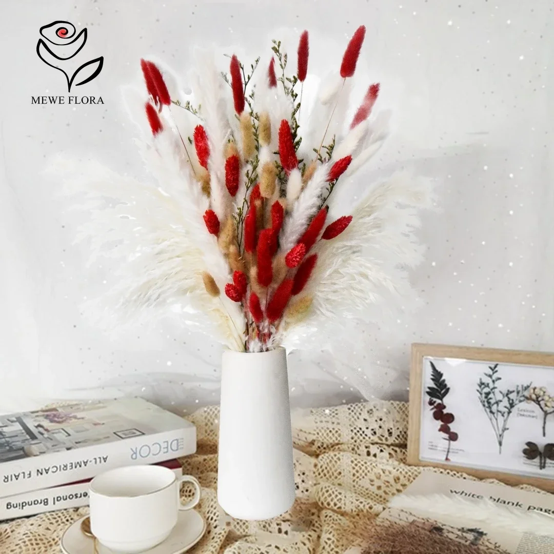 80Pcs Natural Pampas Dried Flowers Bouquet Christmas Decor Artifical Flower Jewelry Grass Wedding Party Decorations Photo Props