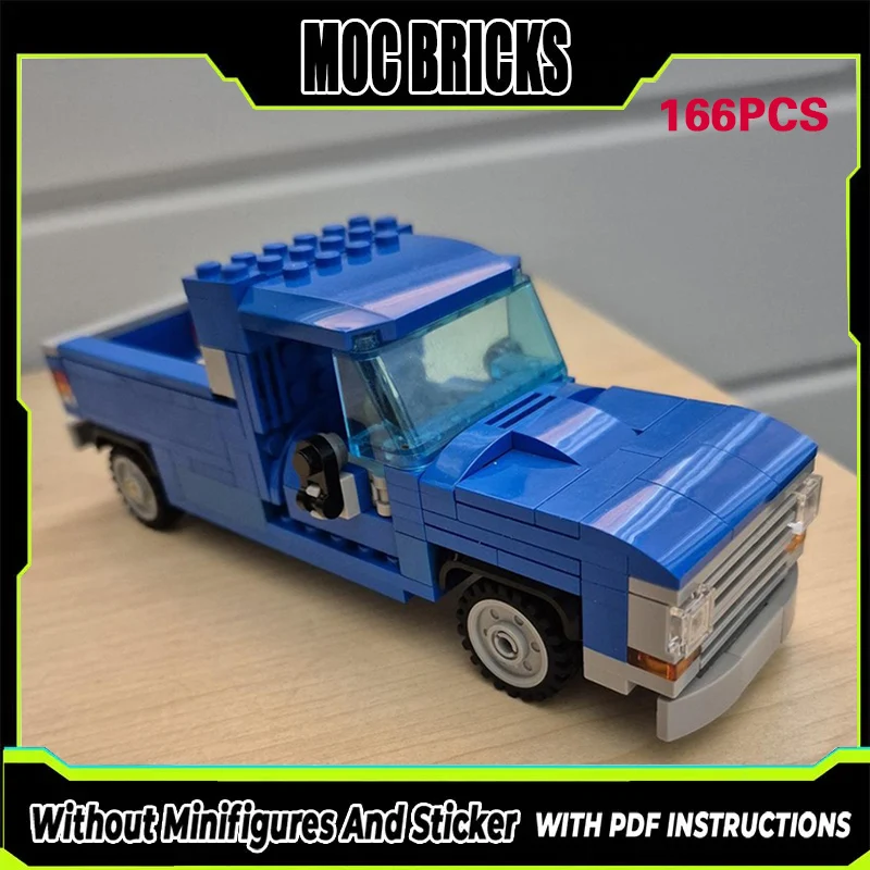 

Конструктор City Car Model MOC: Синий ретро-пикап (1500 деталей), модульная технология, подарки, праздничный набор для сборки, детские игрушки