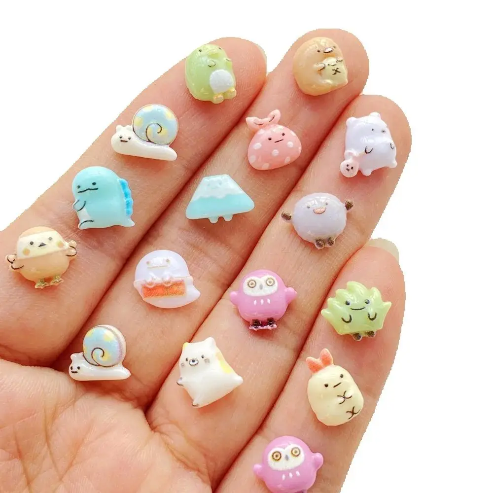 60Pcs Mixed Nail Art Resin Mini Cartoon Dinosaur, Rabbit, Snail Charms Rhinestones DIY Craft For Nail 3D Decorations Jewelry
