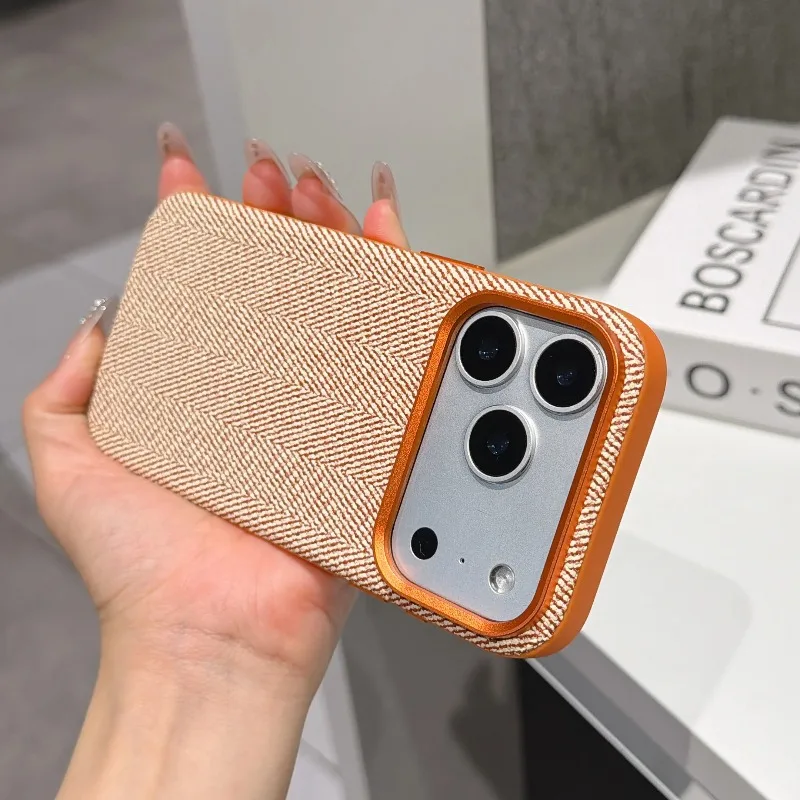 Silky Textured Leather for MagSafe Phone Case for iPhone 18 17 16 15 Pro Max Magnetic High-End Anti-Drop Protection Phone Cover