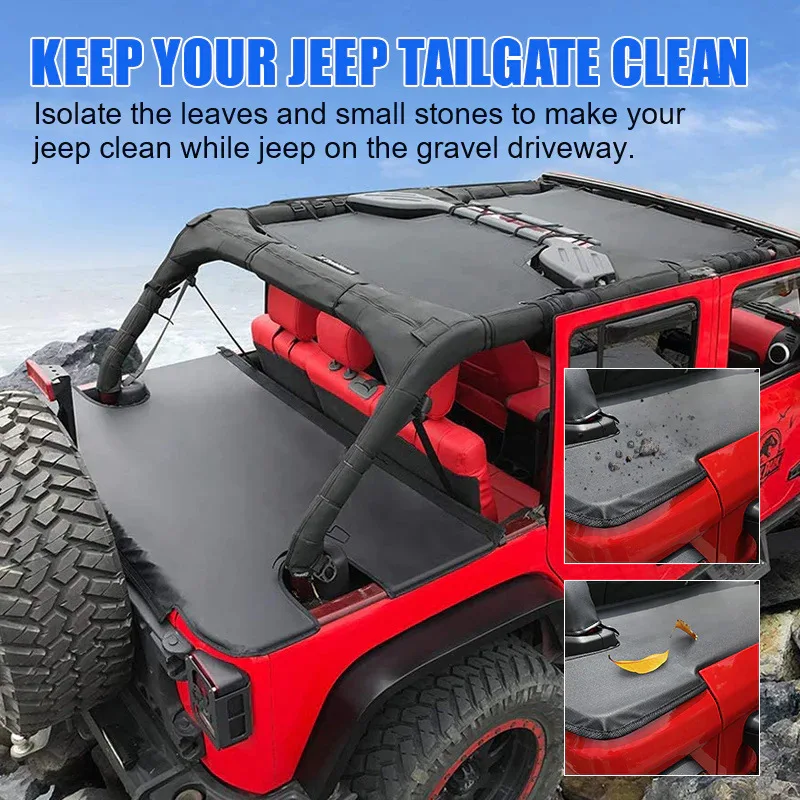 Trunk Cover Compatible with Jeep Wrangler JK JL Tonneau Cargo Cover Tailgate Back Toncover for JKU Unlimited JL JLU 4 Door Black