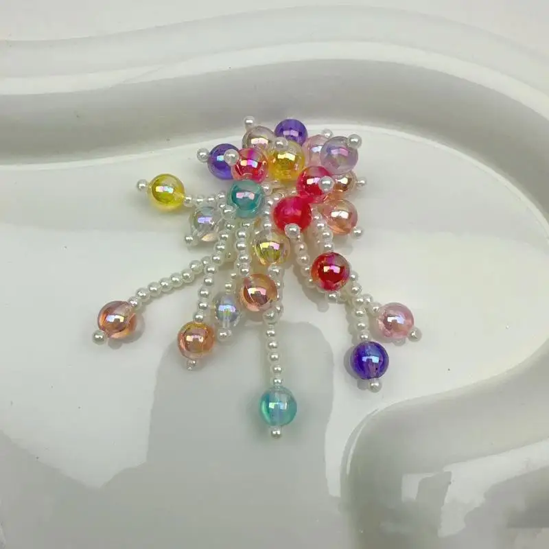 Bunte Perlen-Haarspange mit Kunstperlen-Quaste, schillerndes Design für den täglichen Gebrauch und Party-Haarstyling – Detail 2