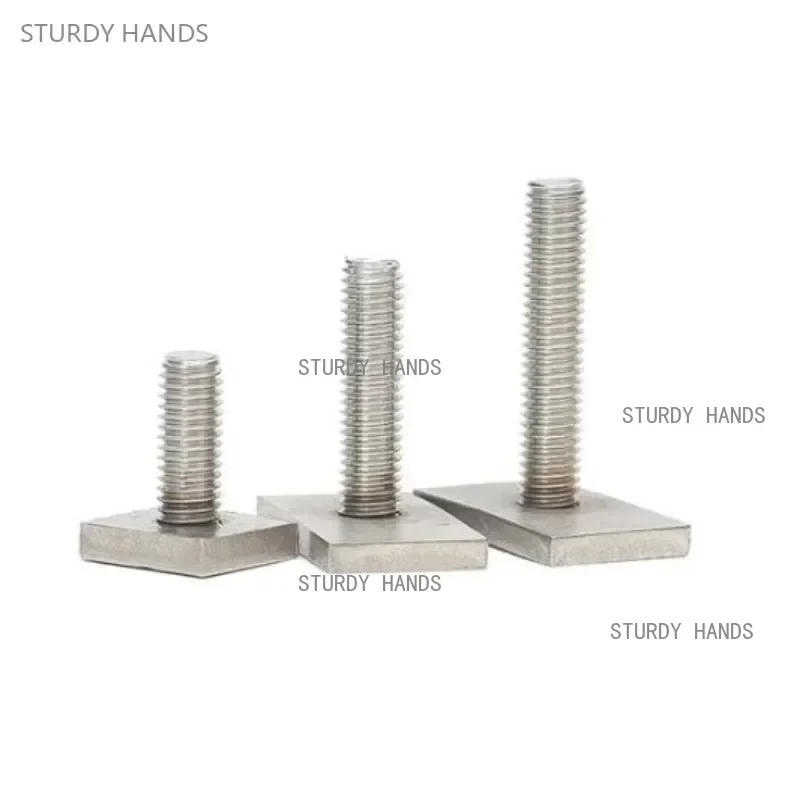 10pcs Stainless Steel Screw Chute Rail Track T-Shape Bolt Rectangle Hammer Head Bolt M6 M8 Hardware Fastener Tool Supplies