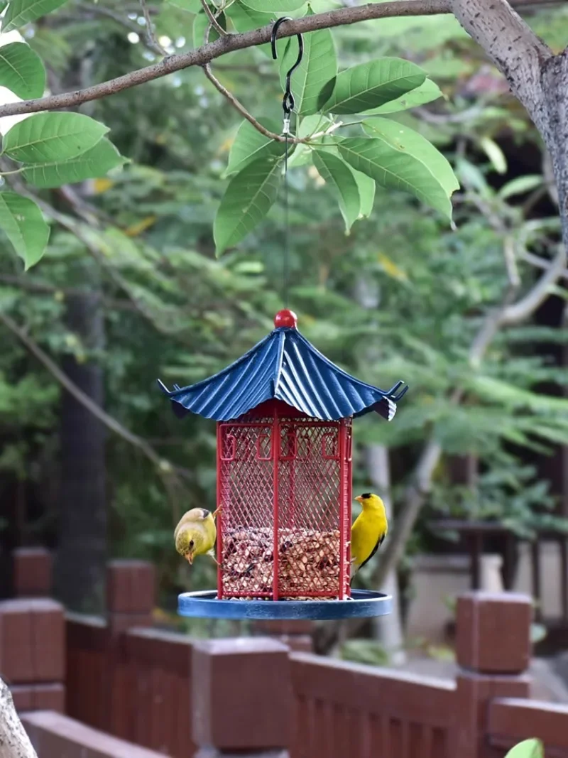 original wrought iron pavilion outdoor hanging bird feeder feeding feeder