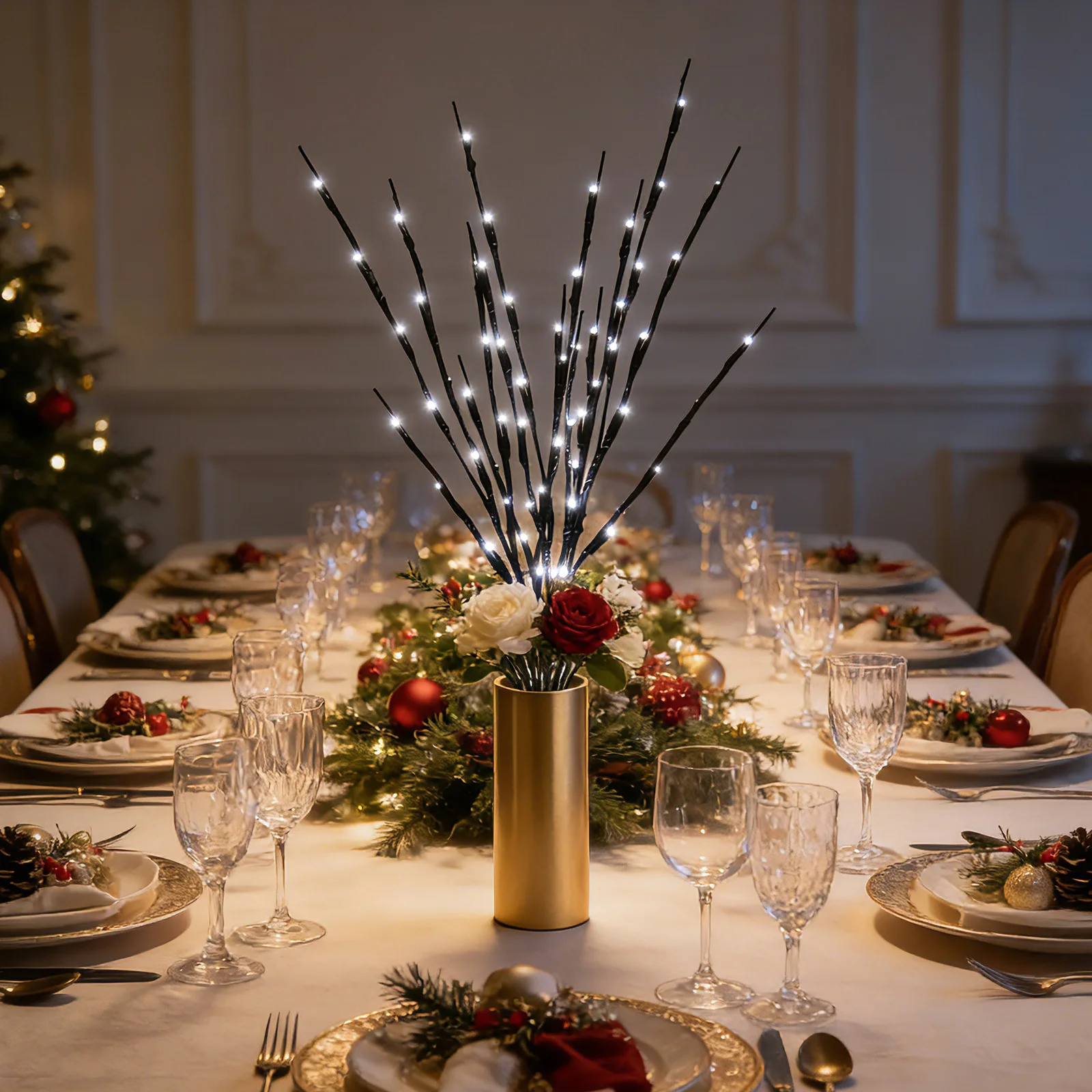 

3Pcs LED Tree Branch Light Simulated Flexible Metal Wire Branch Light Home Bedroom Study Flower Arrangement Decor