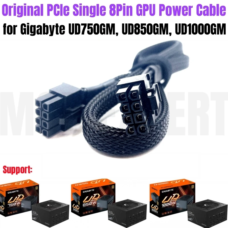 Original PCI-E Single 8Pin 6+2Pin Braided Net GPU Power Cable for Gigabyte GP-UD750GM, GP-UD850GM, GP-UD1000GM Modular Power PSU