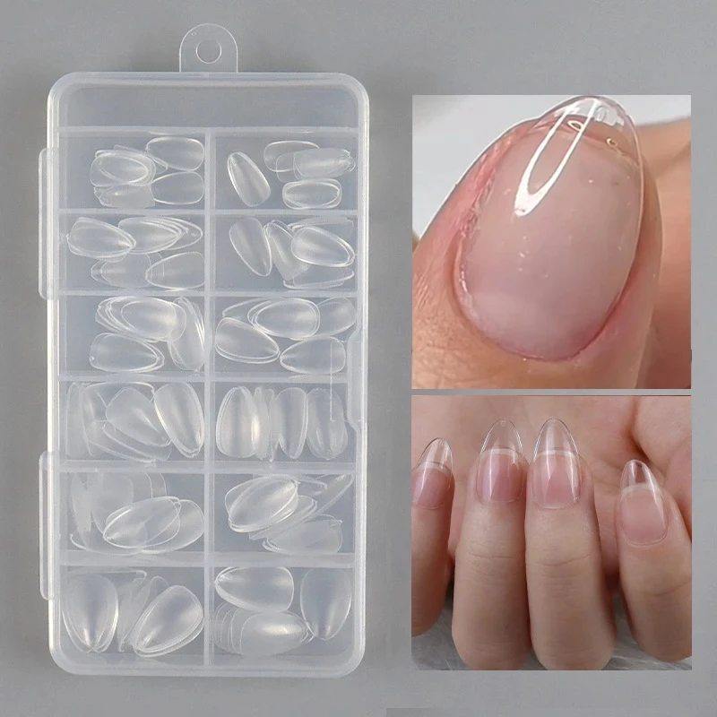 120pcs XXS Super Short Almond Full Cover Sculpted Soft Gel Nail Tips Press on Capsule Americaine Gel X Artificial Fake Nails