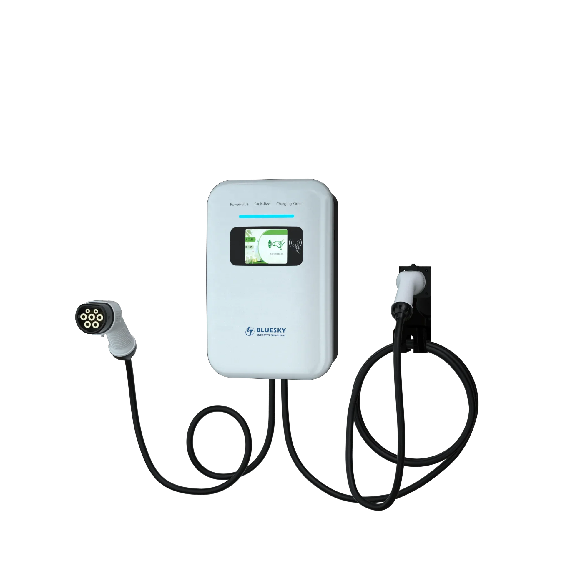 

Bluesky 22kw Electric Car Charging Station APP Control Commercial Use EV Charger Wall Mount 32A 5m 2 Guns 16A Adjustable