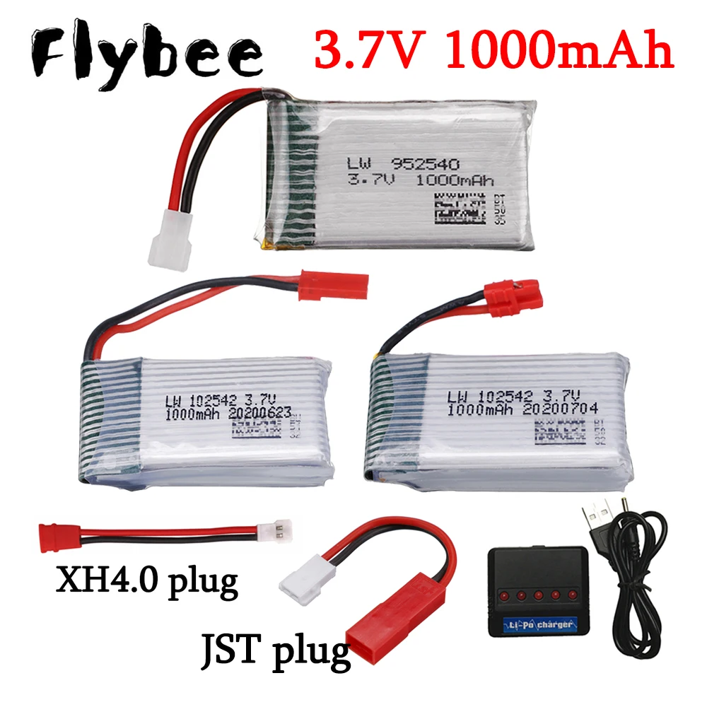 แบตเตอรี่โดรน Lipo ขนาด3.7V 1000mAh สำหรับ X5SC X5C X5ของ SYMA X5SW SG600 KY601 HJ818 M68 TK X5UW X5UC X400 X500 HD1315