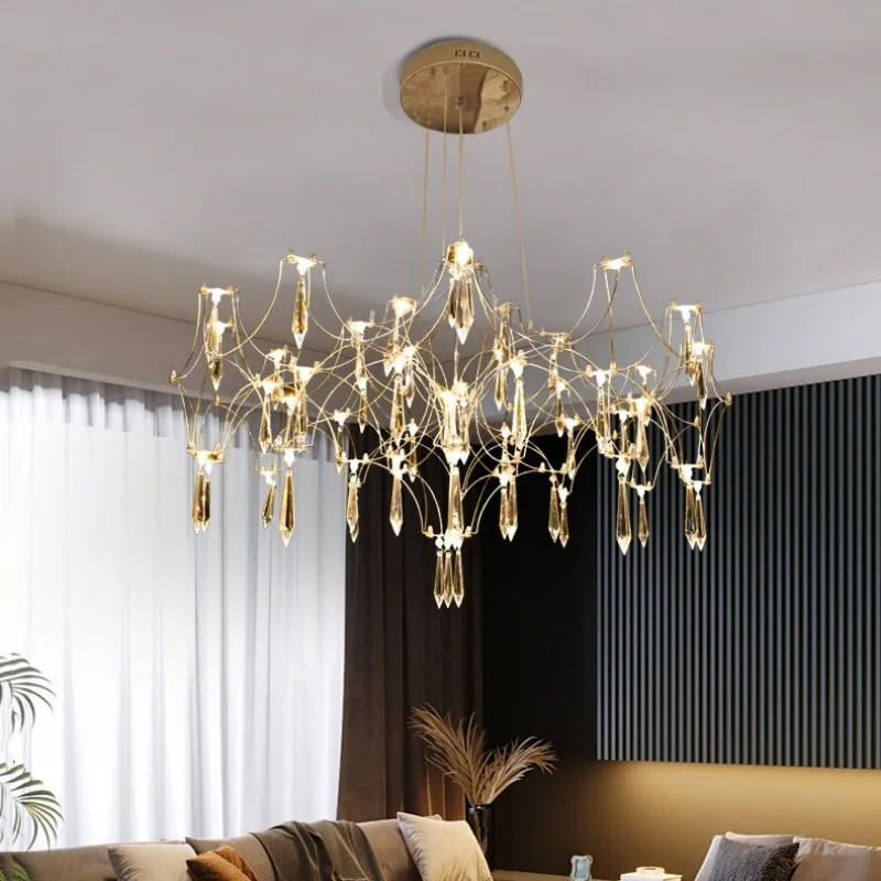 Lustre en Clip Chromé au Design Moderne, Luminaire Décoratif de Luxe, Idéal pour un Salon, une Chambre à Coucher ou une Salle à Manger