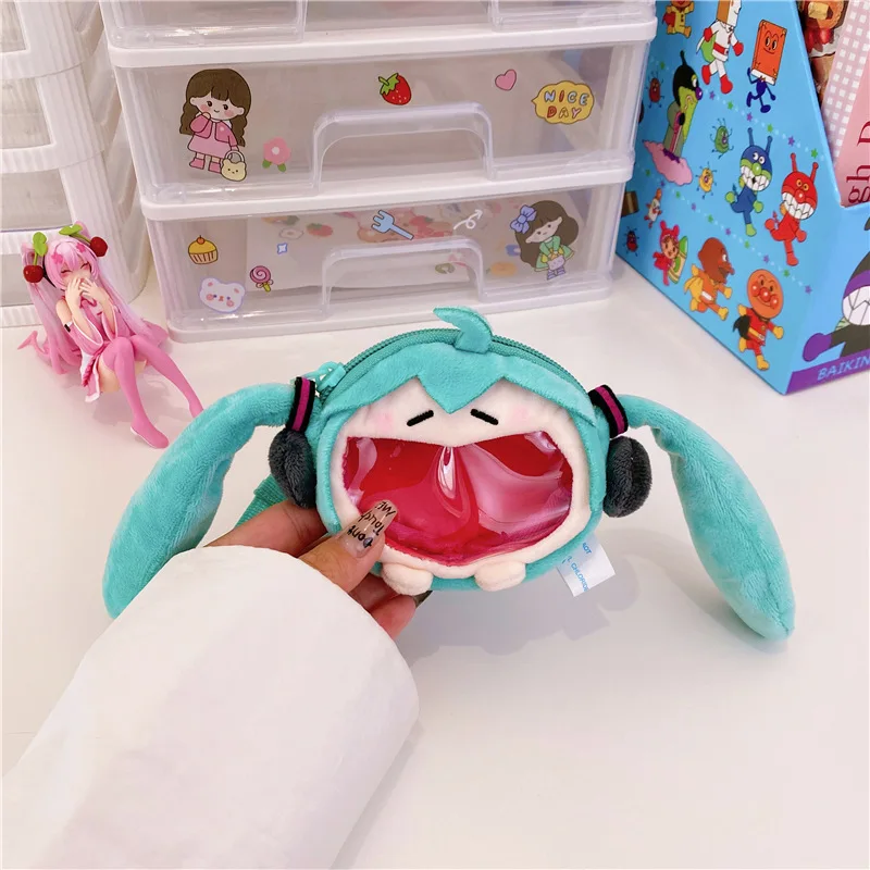 New Kawaii Hatsune Miku Girl Heart Coin Purse Shoulder Bag Cute Cartoon Headphone Bag Crossbody Bag Pendant Girlfriend Gift