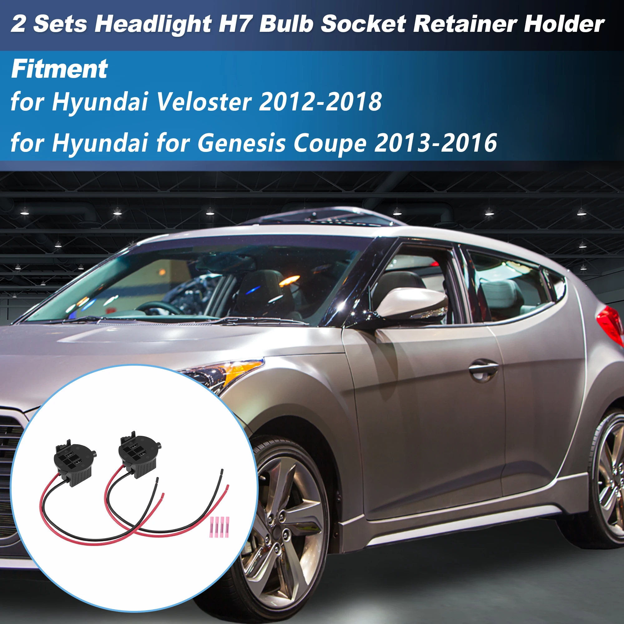 UXCELL 2set H7 Bulb Socket Retainer Adapters for Hyundai Veloster 2012-2018 1864755007S