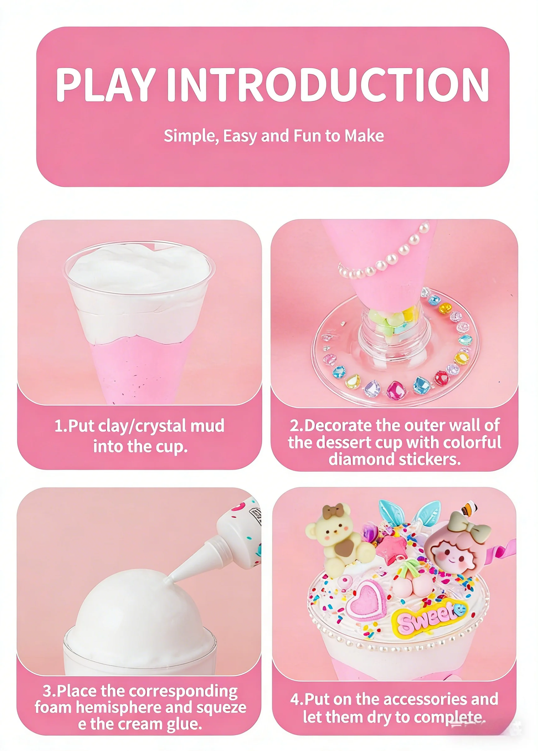 DIY Cream Glue Ice Cream Cup Kit Simulation Juice Cup Craft Set Creative Handmade Material Pack Girls DIY Art Toy Children Gift view 4