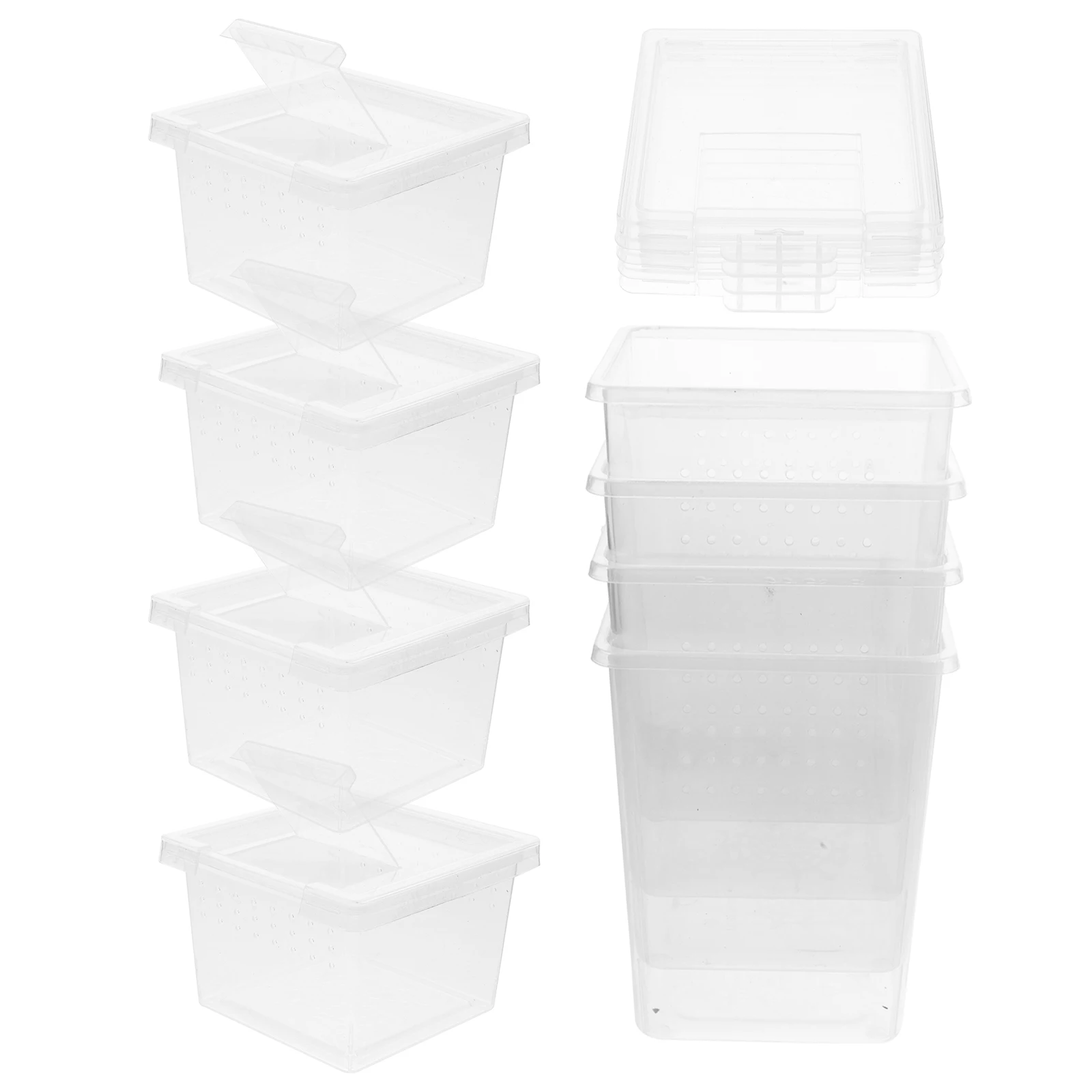 8 قطعة الحيوانات الأليفة العنكبوت الموئل شفافة الزواحف الضميمة التهوية خزان التغذية للكريكيت الثعابين الناسك كراب المحمولة #2