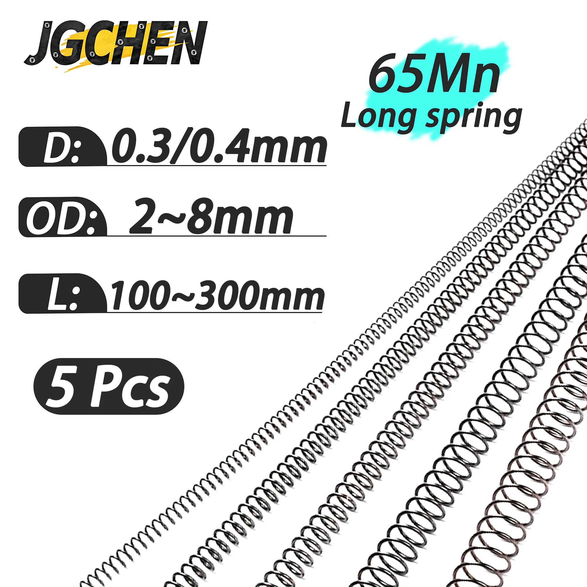 

0.3-0.4mm Wire Diameter Length 100-300mm Compression Extra Long Spring 65Mn Spring Steel High Strength Durable Custom Available