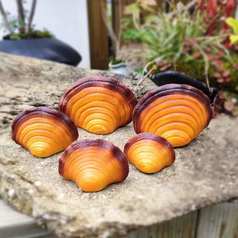 

1 комплект, реалистичный Ganoderma, смоляный гриб, микропейзаж, украшение для сада, двора, сочный декор, фигурка гриба