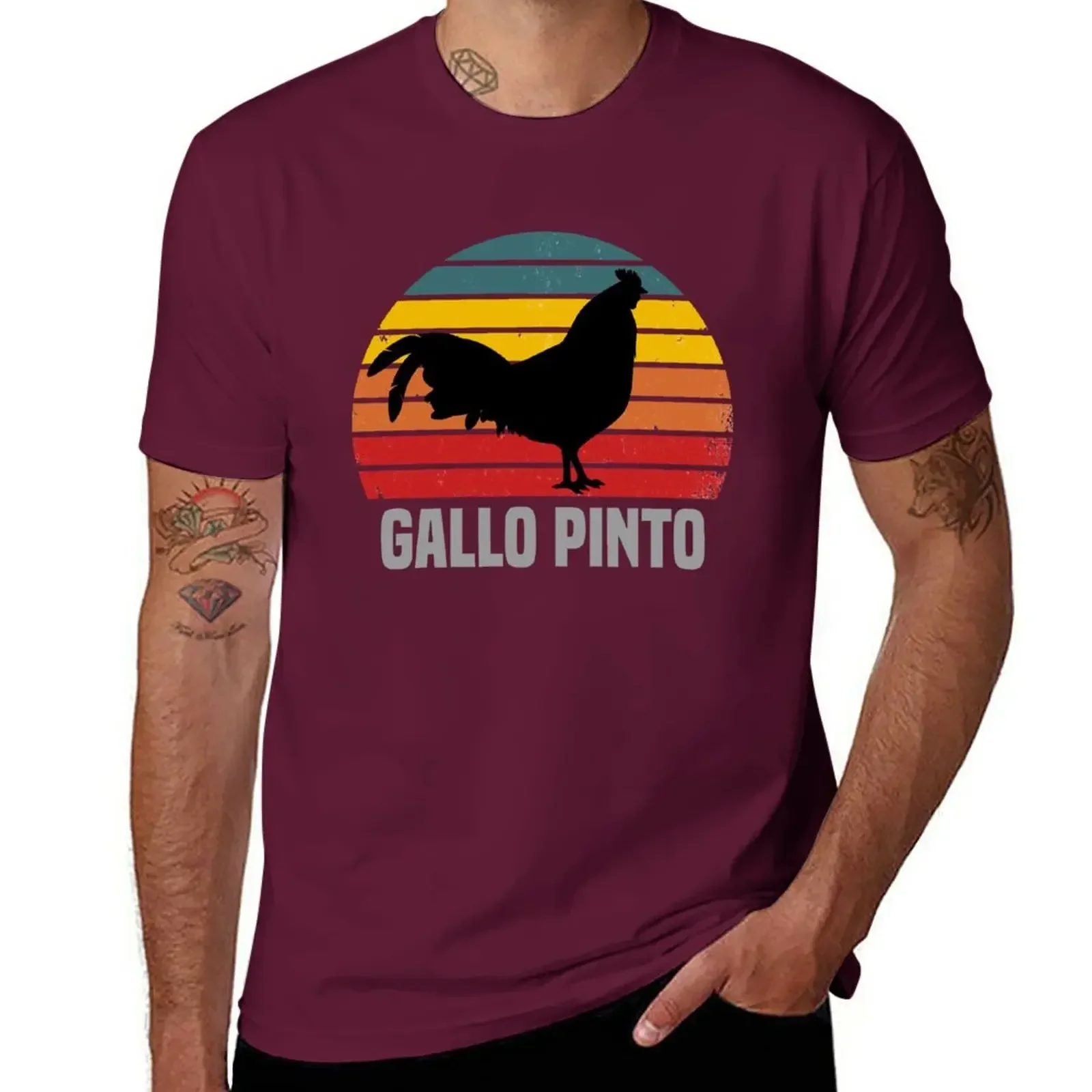 Camiseta blanca Lisa para hombre, bonita sudadera de peso pesado con estampado de anime, Gallo Pinto, nueva camiseta de talla grande para niño