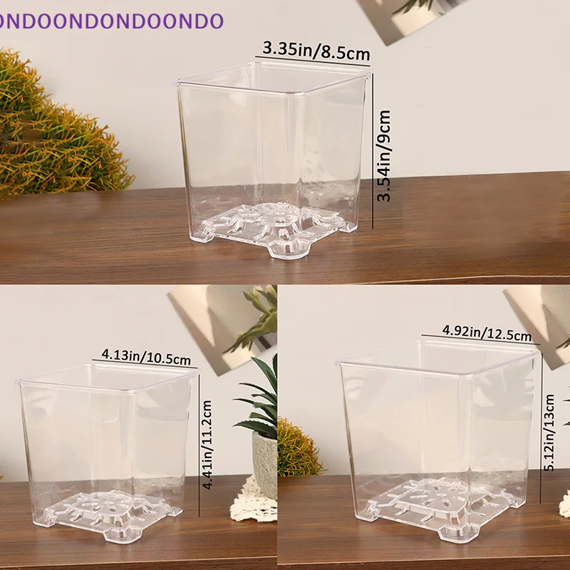 Breathable Bonsai Plant Pot Desktop Decoration For Garden Yard Living Room Balcony Square Transparent