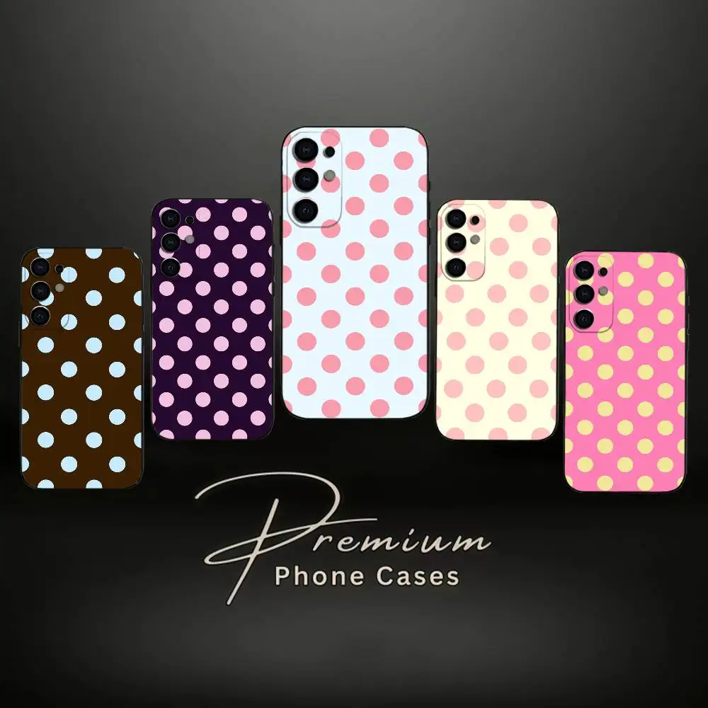 Korean Polka Dots Phone Case For Samsung S25,S24,S21,S22,S23,S30,Ultra,S20,Plus,Soft Silicone Black Cover