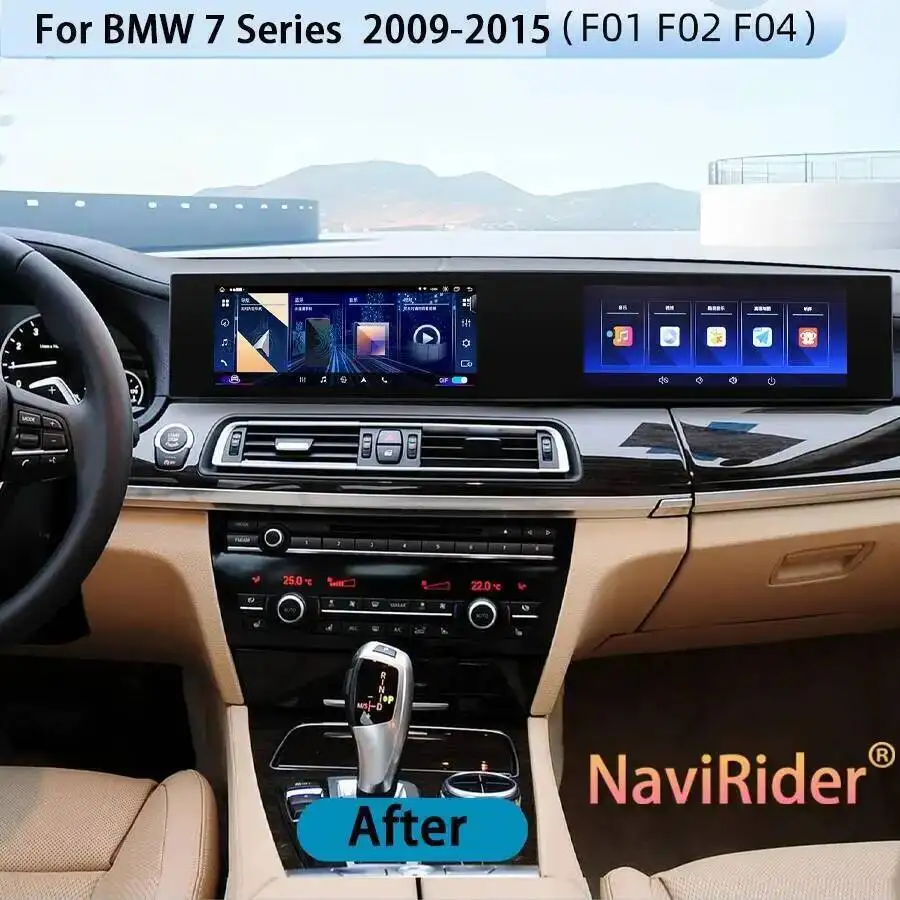 أندرويد 15 شاشة مزدوجة لسيارات BMW 7 Series CIC NBT 2009-2015 نظام تحديد المواقع 21 بوصة الملاحة مشغل فيديو الوسائط المتعددة وحدة اليد DSP CarPlay