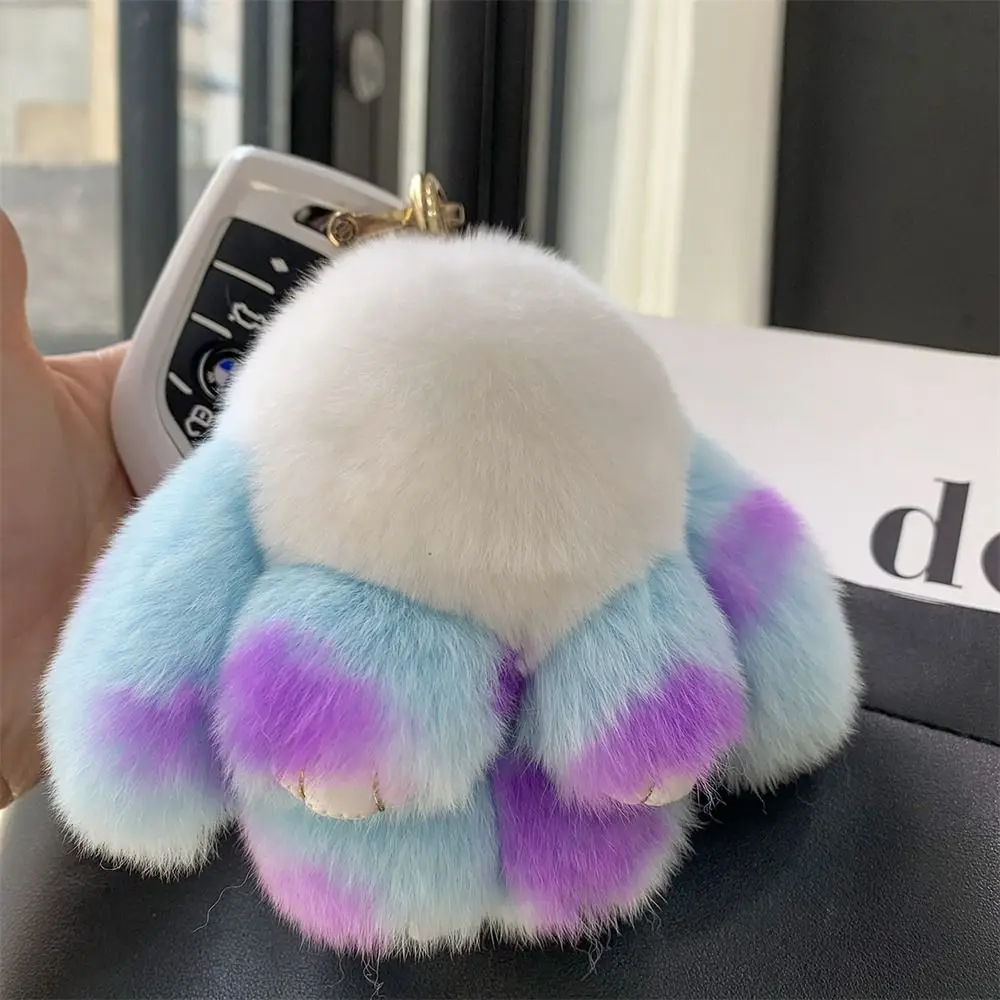 

Plush Dolls Rabbit Fur Keychain Bag Charm Bags Pendant Bunny Keychain Hanging Ornament Cute Fuffy Plush Rabbit Key Ring