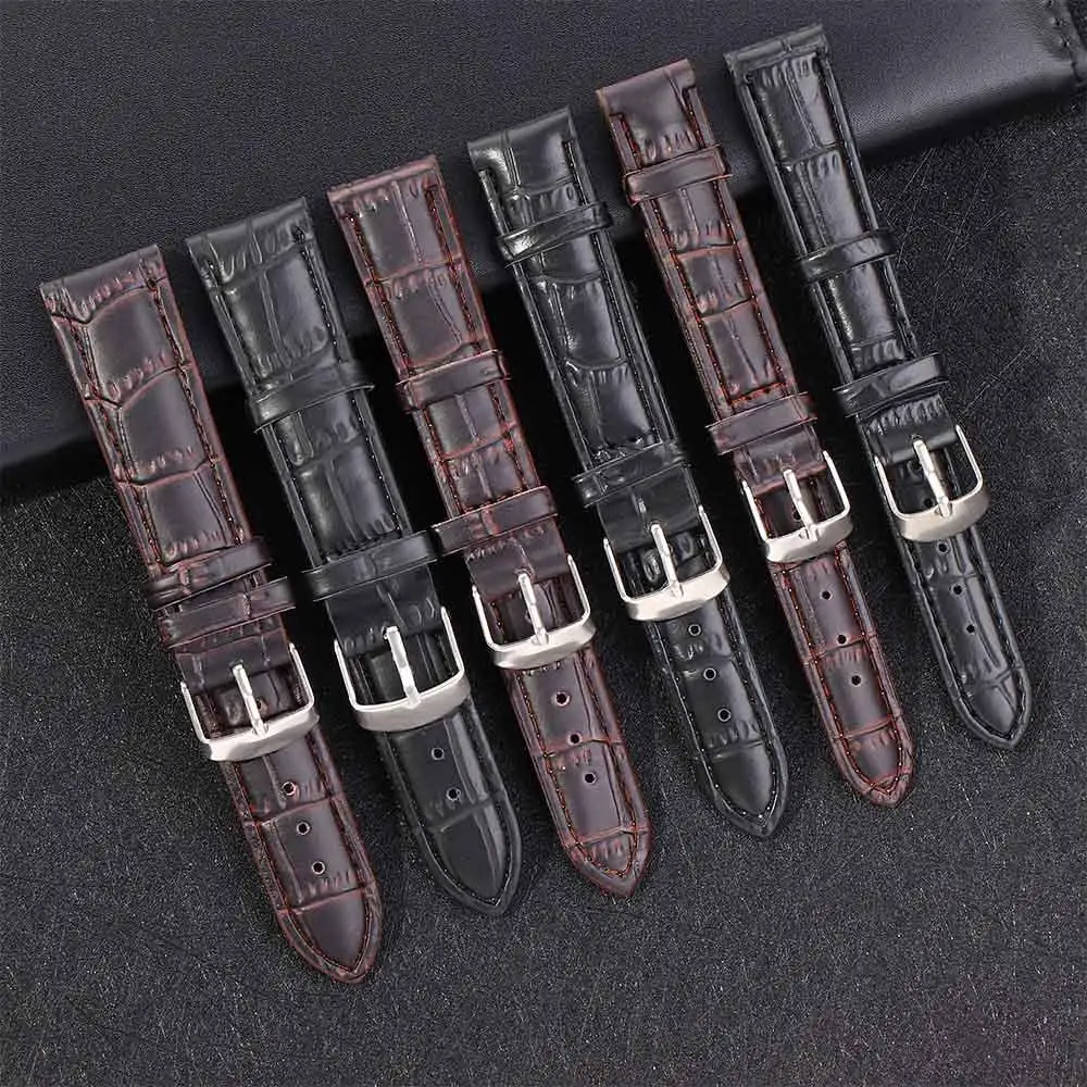 Buckle Colors Stainless New Band Women or Steel Tang Strap Black Leather Watch