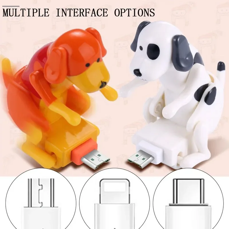 

2025 Creative Cute Humping Moving Spotty Dog Toy Smartphone Cable Charger Data 1.2 M Charging Line Cell Phone Accessories