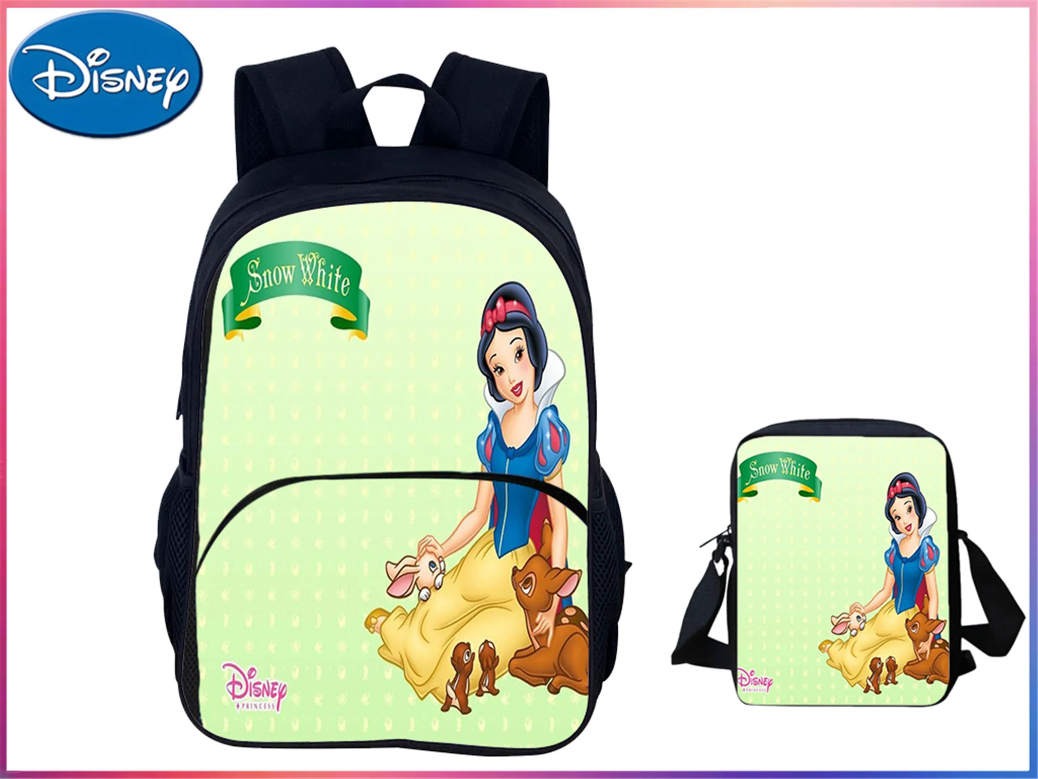 Snow White Multifunction Student Backpack with Waterproof Side Bag 2 in 1 Set-Front Pocket Daypack for Unisex Kid