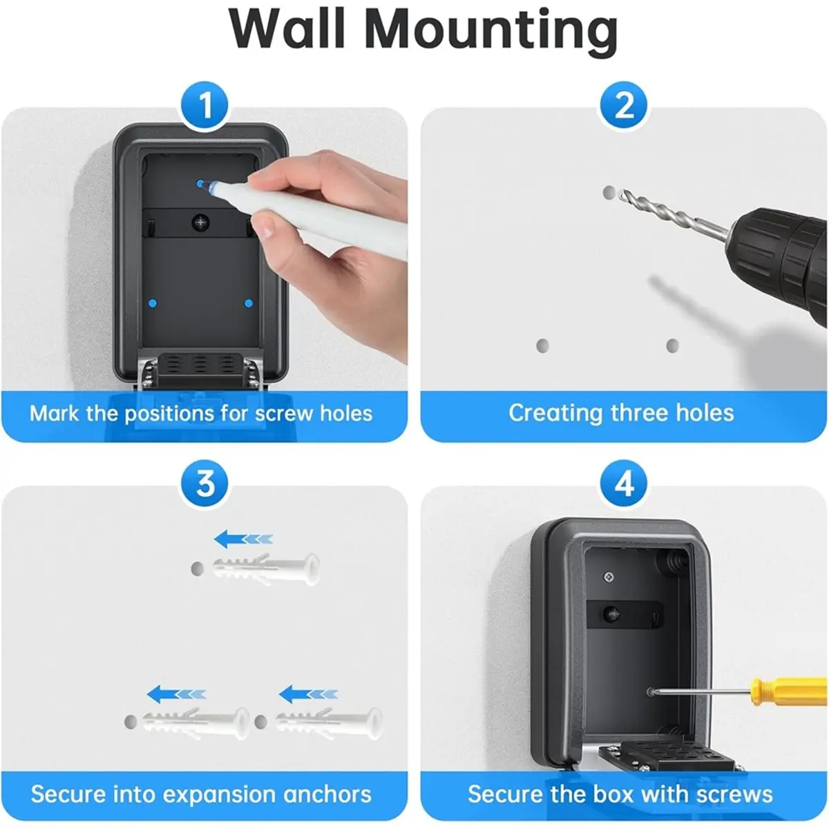 Key Lock Box with 12 Digit Combination LockBox for Keys with Resttable Code,Large Capacity & Weatherproof Outdoor