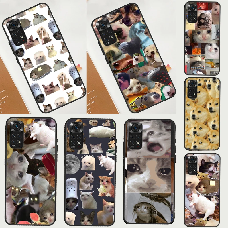 Crying Cat Memes And Dog Phone Case For Xiaomi Redmi Note 12 8 9 10 11 Pro 8T 9S 10S 11S 12S 10A 9C 10C 12C Cover