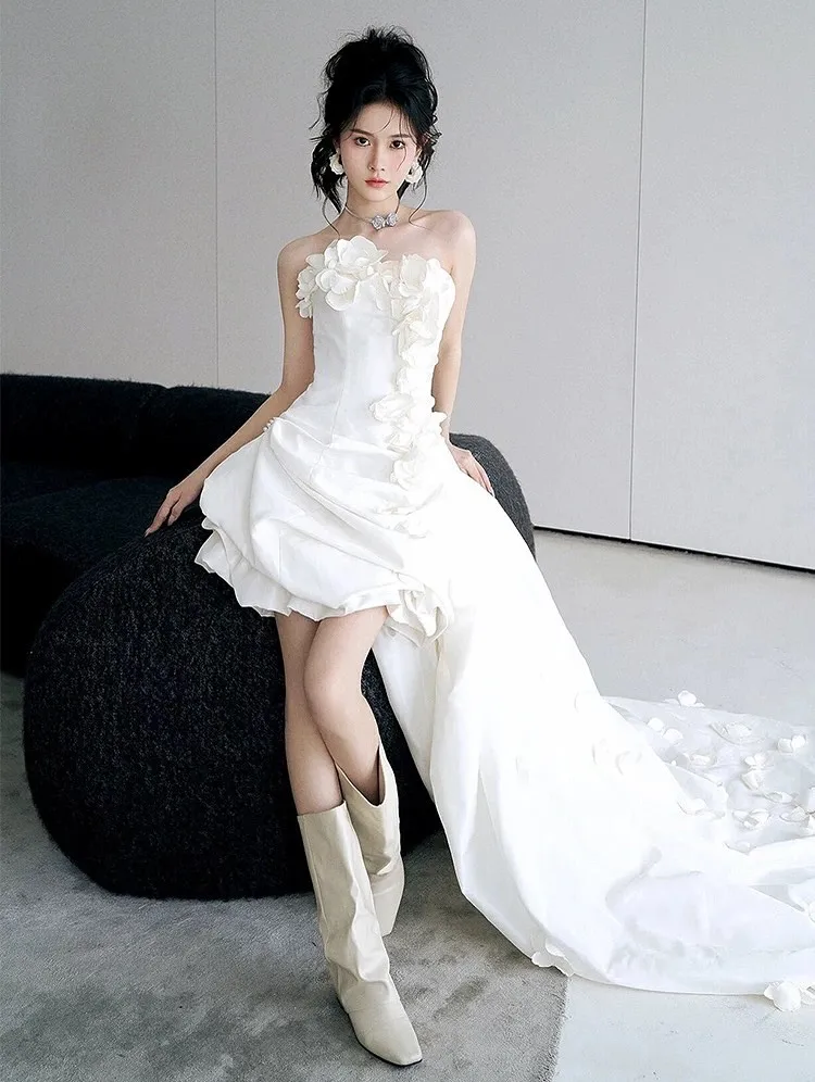 Robe de soirée trapèze personnalisée, sans bretelles, élégante, classique, à la mode, moderne, robes de célébrité, robe de soirée délicate de haute qualité