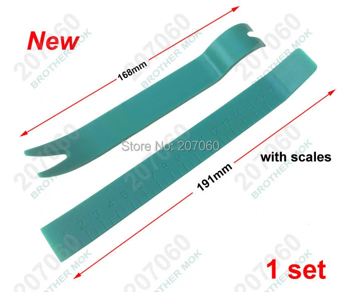 Green Hard Plastic 2 in 1 Pry Bar Opening Tools Kit With Ruler Scale Spudger For iPad, Car, Tablet  50 pair/lot