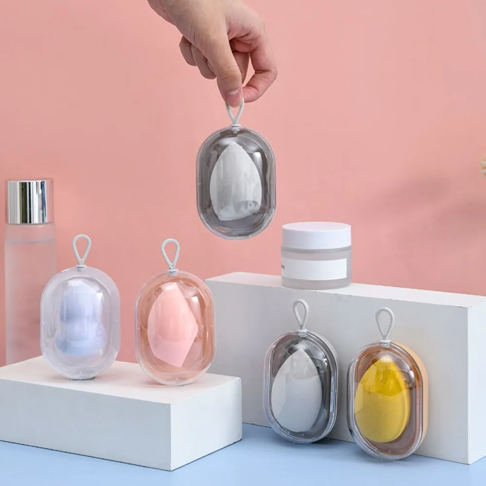 PP Beauty Egg Storage Box with Handle Transparent Lid Powder Puff Storage Box Moisture-proof Dustproof Jewelry Box Home/Travel
