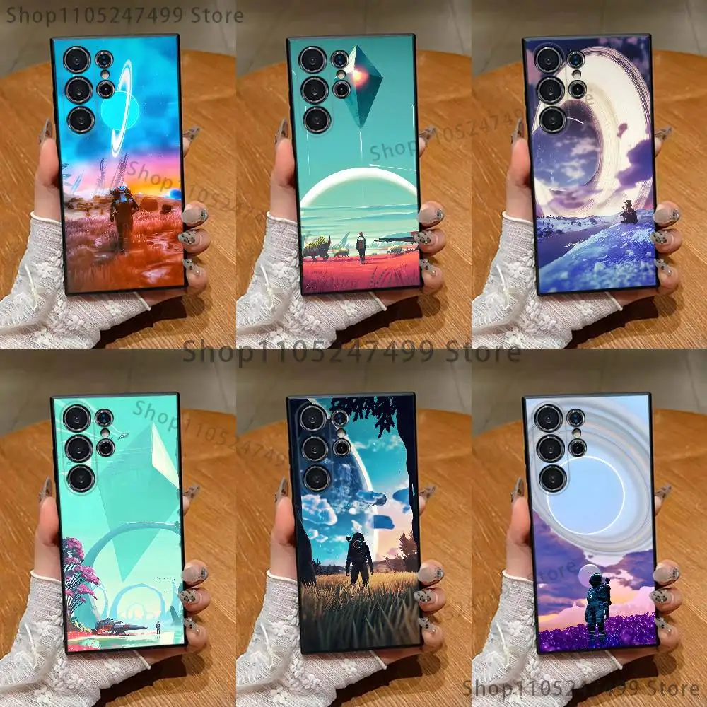 

No M-Mans Sky Game Phone Case For Samsung S25,S24 Ultra,S20,S30 plus,S22 plus,S23,S30 Ultra 5G Silicone Black Shell