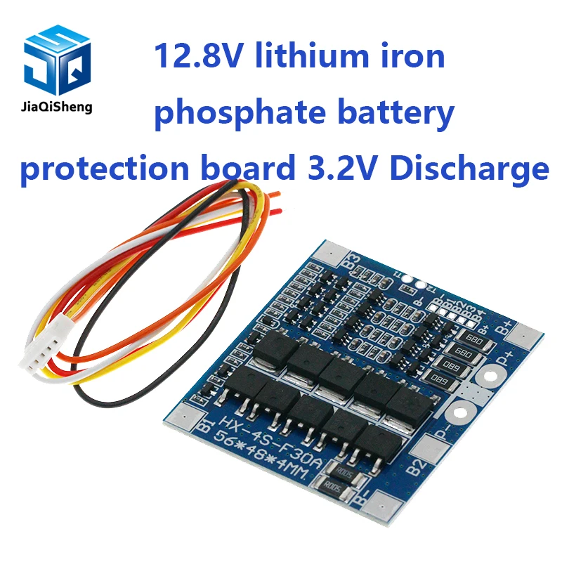 1PCS 4S 30A 14.4V lithium iron phosphate protection board Balanced integrated circuit 18650 battery BMS Packaging PCB blue