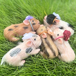12cm Cute Mini Reborn Piglet Full Body Silicone Piglet Dolls With 3 Sets Mini Outfits for Each Bebe Reborn Smile Piglet