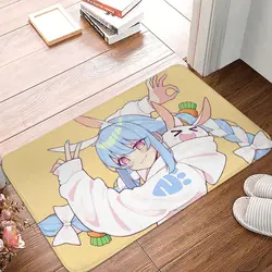 Hololive Bathroom Non-Slip Carpet Cute Usada Pekora Flannel Mat Welcome Doormat Floor Decoration Rug