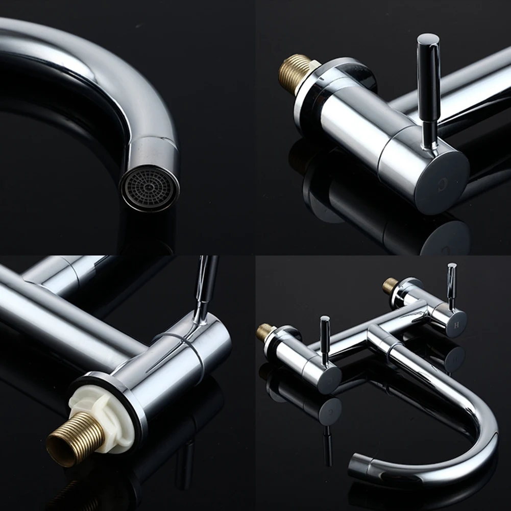 AB46-Kitchen Sink Mixer Tap,2 Hole Kitchen Mixer Tap,Dual Lever Bridge Faucet ,180Mm Centres Deck Mounted,1/4 Turn,Swivel