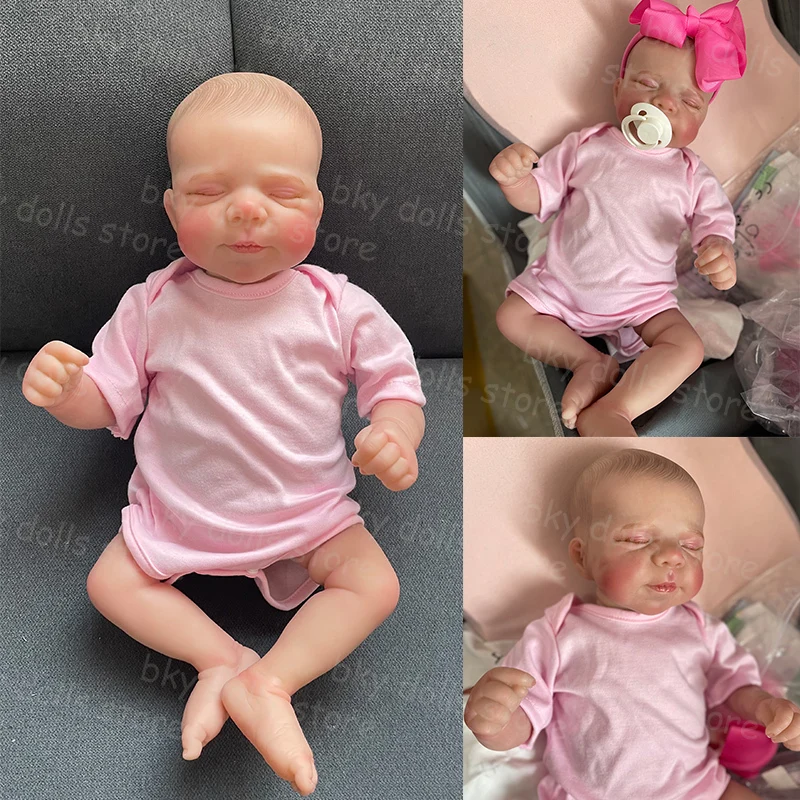 45CM Already Finished Reborn Doll Pascale Lifelike Newborn Baby Soft Hand-drawn Hair 3D Skin Painting Visible Veins Real Picture