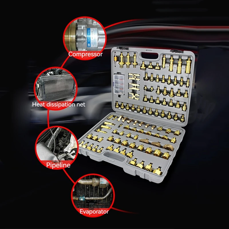 

109pcs Universal Leak Test Adapter Leak Detection Repair Tool For Europe America Asia Car ( Fit For 90% Cars )