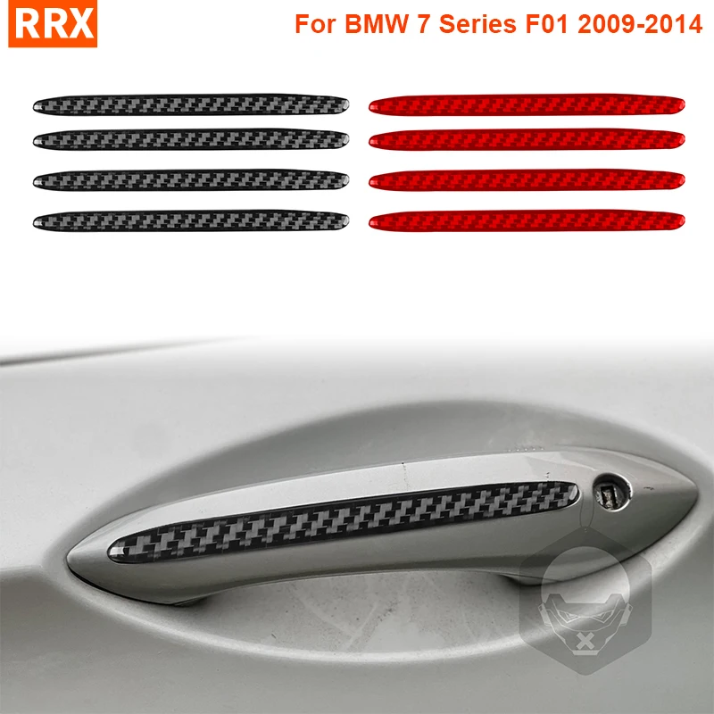 Per BMW serie 7 F01 2009 2010 2011 2012 2013 2014 maniglia della porta striscia di rivestimento adesivo in vera fibra di carbonio accessori esterni per auto