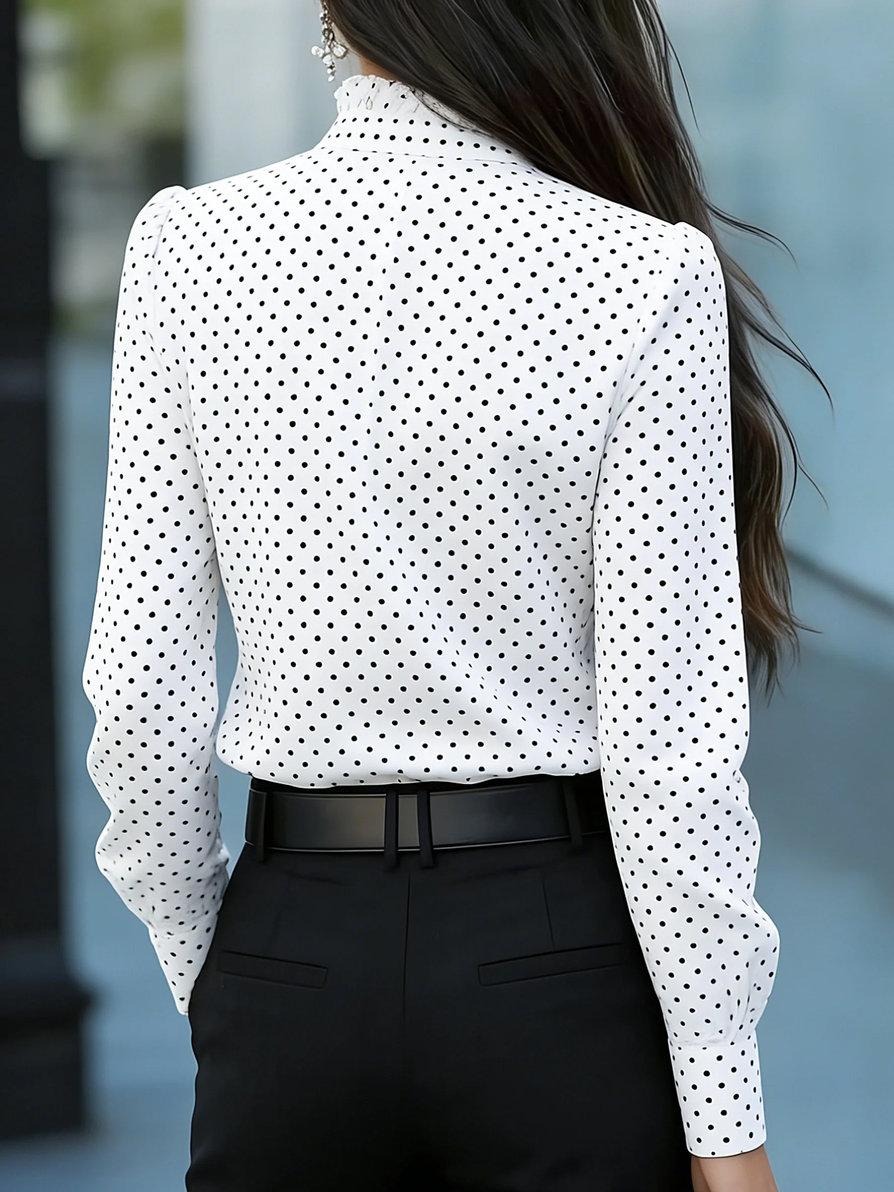 Elegante, lässige Damenbluse mit langen Ärmeln – perfekt für den Wochenendurlaub – Detail 3