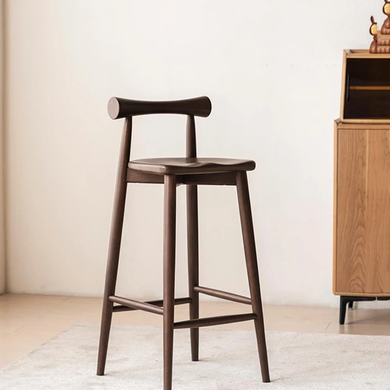 

Beauty Kitchen Bar Chairs Wood European Brown Bistro High Designer Stool Counter Quality Modern Tabouret De Bar Luxury Furniture